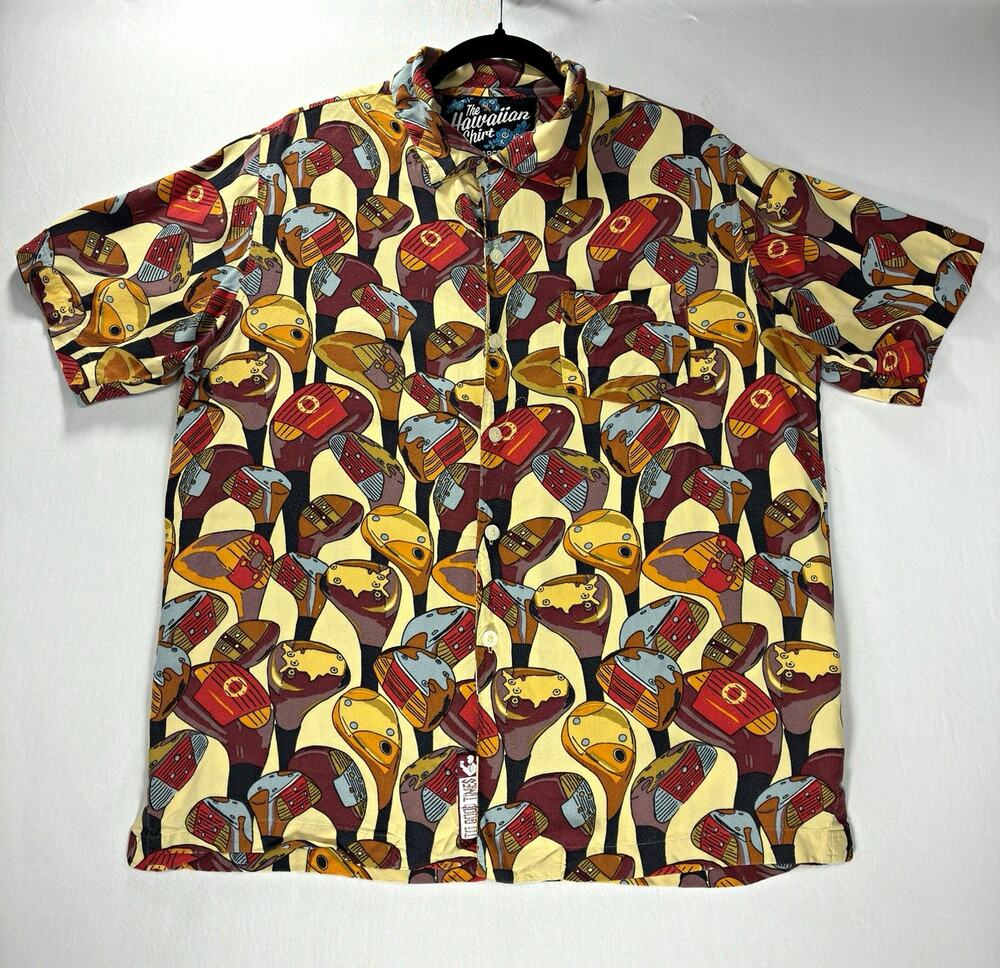 Rowdy Gentleman Hawaiian Shirt Men’s Large Golf Club Print Button Up Multicolor